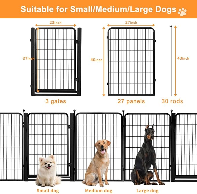 Wide Gate Dog Fence Outdoor Pens Outside, Portable Dog Play Pen 40" H 30 Panels - Image 6