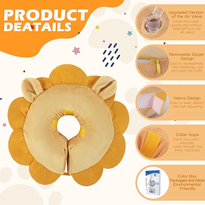IEUUMLER Inflatable Recovery Dog Collar, Protective Donut Cone, Adjustable Soft - Image 4