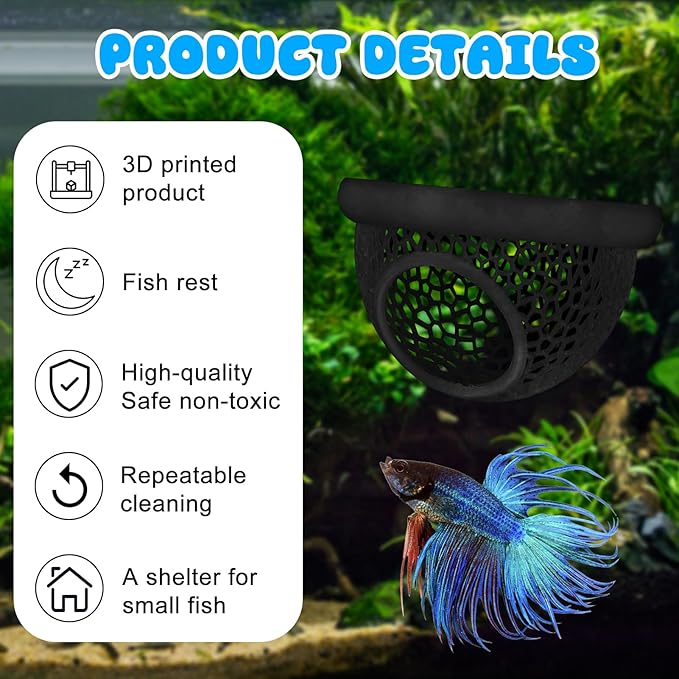 Floating Betta Hide & Shrimp Cave – 3D Printed Aquarium Decor, Feeding Ring & - Image 7