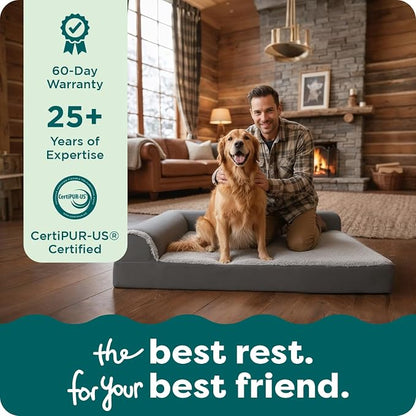 FurHaven Orthopedic Dog Bed for Large Dogs, L-Shaped Chaise Contour Mattress - Image 9