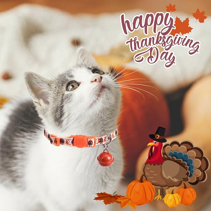 Christmas Cat Collar with Bells, Thanksgiving Cat Collar Breakaway, Halloween - Image 6