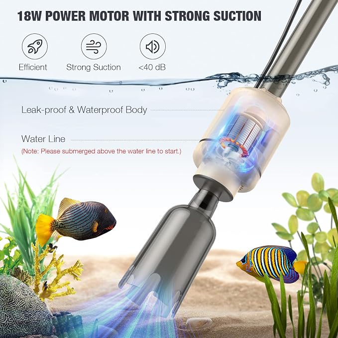 AKKEE Aquarium Vacuum Gravel Cleaner: 18W Gravel Vacuum - Image 2