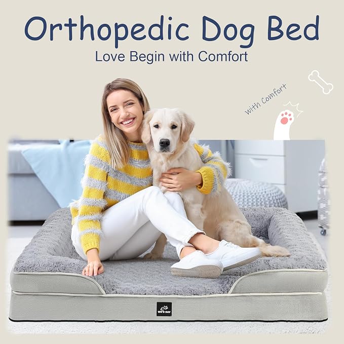 Orthopedic Dog Bed for Large Medium Sized, Washable Memory Foam Large Dog Bed - Image 5