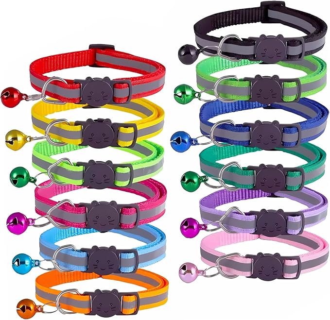 12-Pack Reflective Cat Collar Breakaway by Home