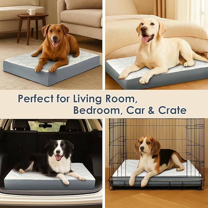 35.5" x 23.5" x 4.7" Large Orthopedic Dog Beds, Waterproof Faux Leather Memory - Image 7