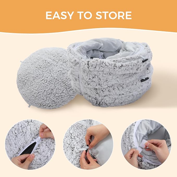 PEQULTI Cat Tunnel with Bed for Indoor Cats, Cat Play Donut Tunnel with - Image 5