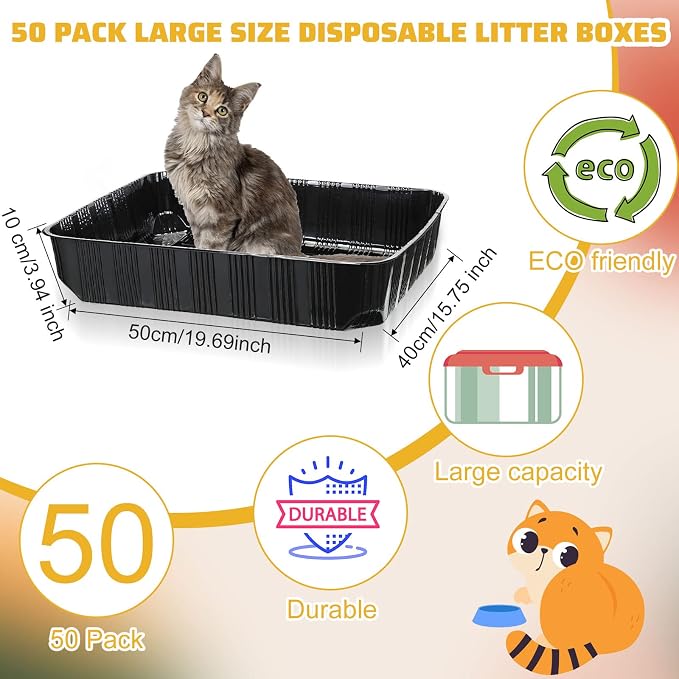 Zubebe 50 Pack Disposable Cat Litter Box - Image 2