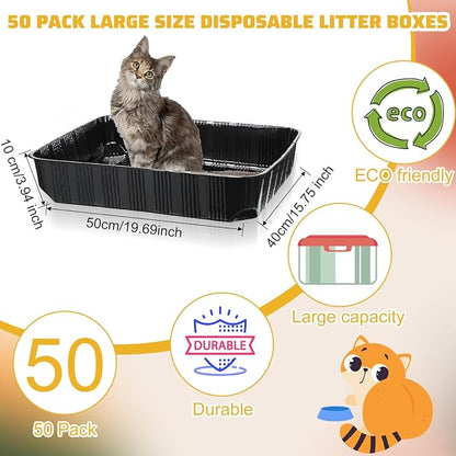 Zubebe 50 Pack Disposable Cat Litter Box - Image 2