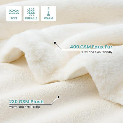 Luxury Faux Fur Throw Blanket for Couch, Ultra Soft Waterproof Pet Blanket - Image 4