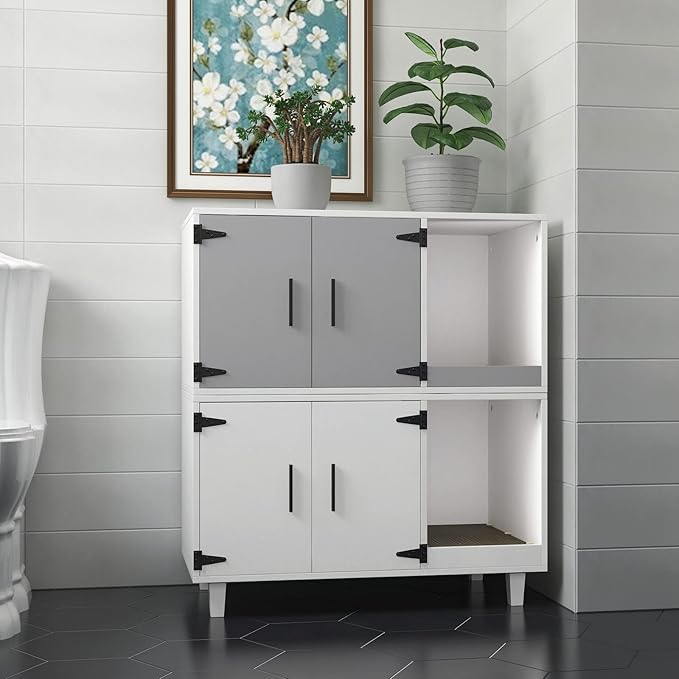 GDLF Modern Wood Pet Crate Cat Washroom Hidden Litter Box Enclosure Furniture - Image 3
