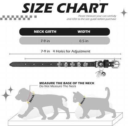 EXPAWLORER Leather Cat Collar for Girl Boy- Adjustable Pet Collar - Image 2