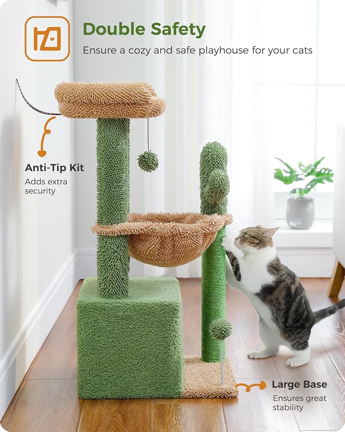 PEQULTI 4-in-1 Cactus Cat Tree, Cat Scratching Post - Image 5