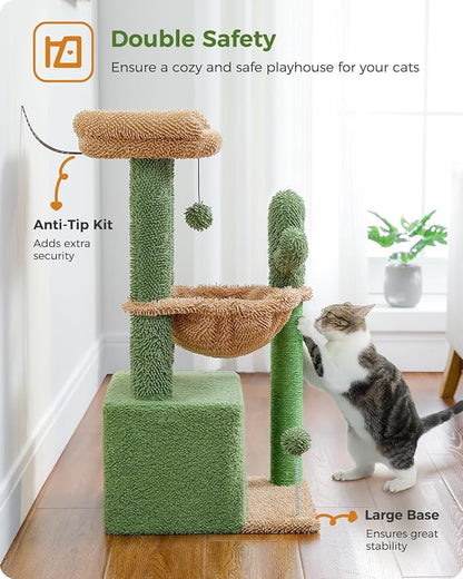 PEQULTI 4-in-1 Cactus Cat Tree, Cat Scratching Post - Image 5