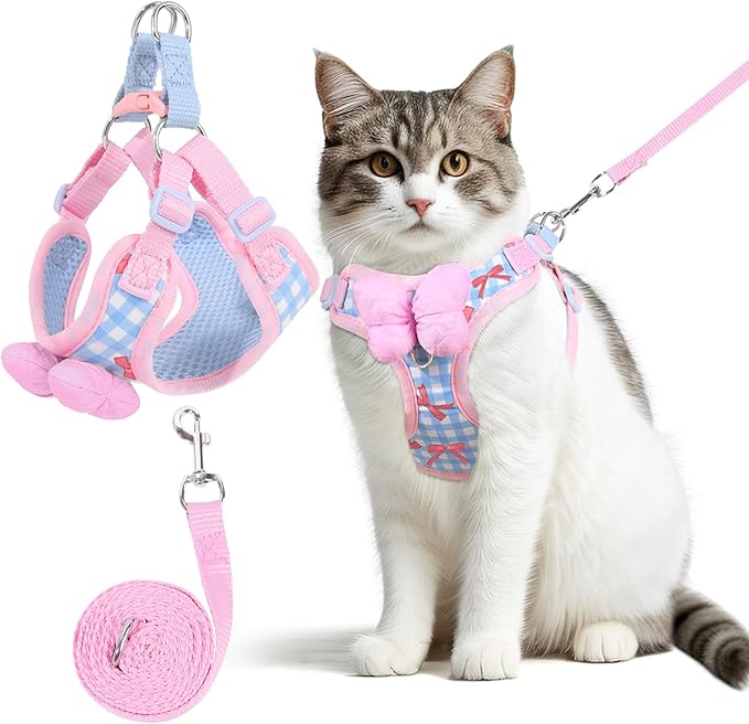 Cat Vest Harness and Leash Set for Walking Escape Proof, Adjustable Kitten by NCMAMA