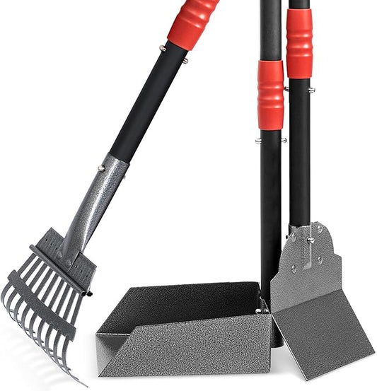 Heeyoo Dog Pooper Scooper, Dog Poop Tray and Rake Set, Pet Waste Removal Scoop by Heeyoo