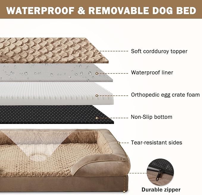INVENHO Orthopedic Extra Large Dog Bed, XXL Waterproof Dog Sofa, Egg-Crate Foam - Image 4
