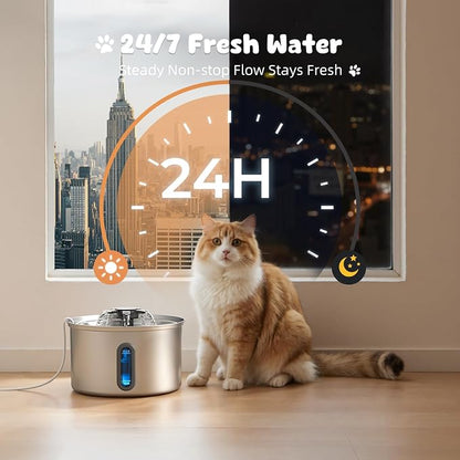 Cat Water Fountain Stainless Steel, 118oz/ 3.5L Large Capacity Automatic Pet - Image 6