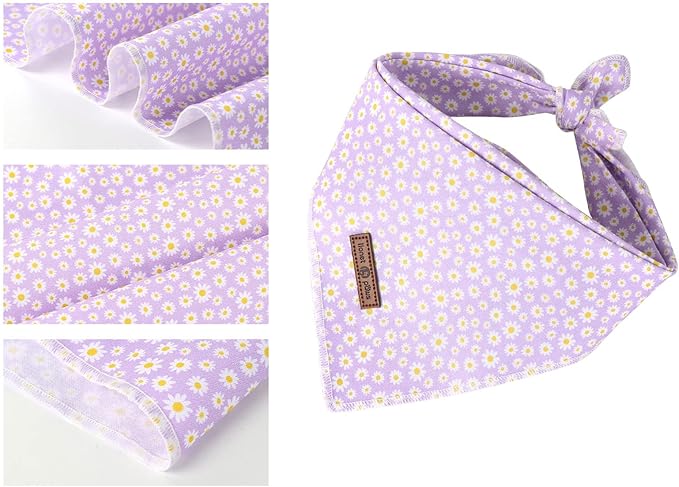 Lionet Paws Spring Daisy Dog Bandana Washable Cotton Handkerchief Scarf - Image 3