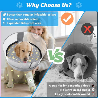 Inflatable Dog Cone with Anti-Licking Clear Shield, Protective Dog Donut Collar - Image 4