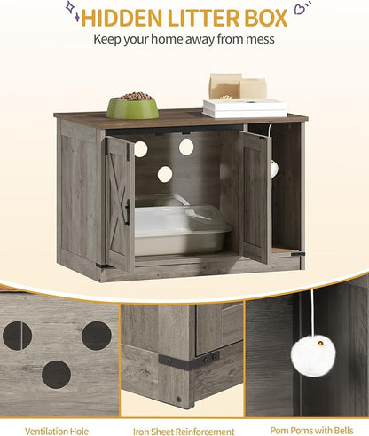 Cat Litter Box Enclosure, Hidden Litter Box Cabinet Furniture - Image 3