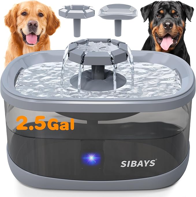 SIBAYS 2.5Gal/9.5L Dog Water Fountain by SIBAYS