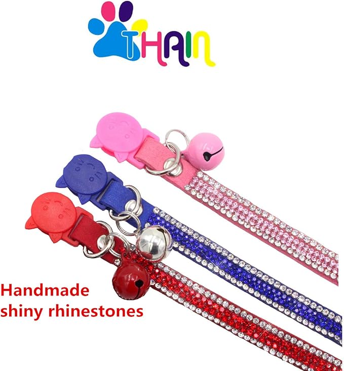 THAIN Basic Adjustable Cat Collar Bling Diamond Breakaway - Image 4