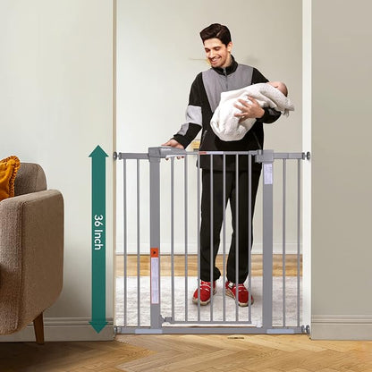 BABELIO 36" Tall Baby Gate, 26-40" Wide Auto Close Pet Gate, PressGuard C5 - Image 7