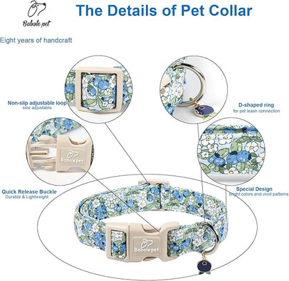 Blueberry Pattern Dog Collar, Cute Light Blue Spring Summer Puppy Collar - Image 3