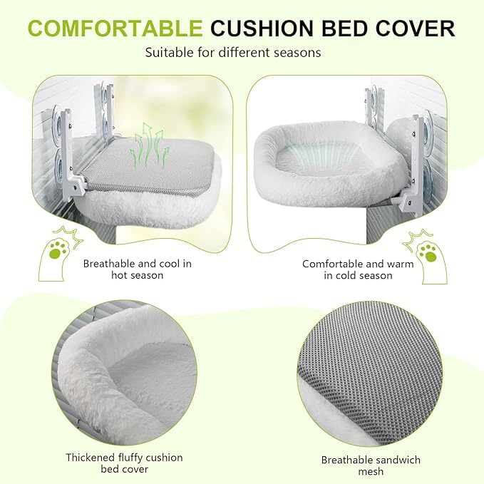 Cat Window Perch, Cordless Cat Hammock, Foldable Cats Window Bed - Image 3