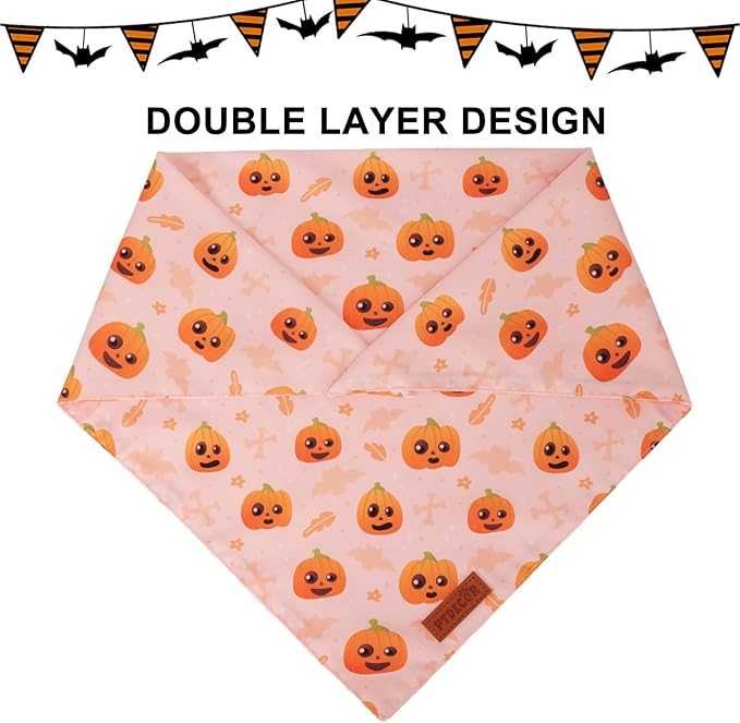 PTDECOR Halloween Dog Bandana, Cute Ghost Pumpkin Design Reversible Holiday Pet - Image 5