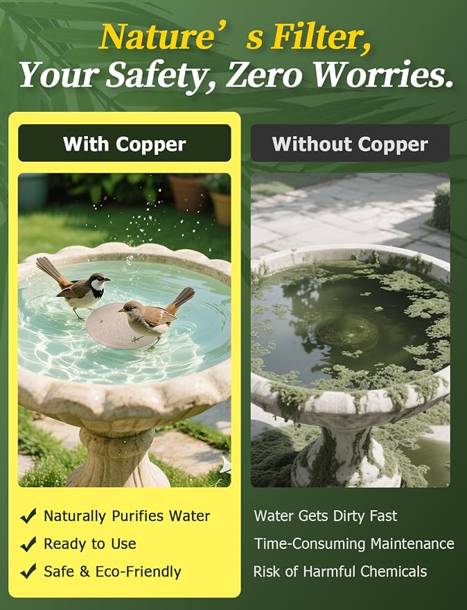 Mellbree 4-Pack Bird Bath Copper Disk, 0.6mm Reinforced 99.99% Pure Copper - Image 2