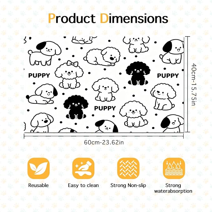 Puppy Pattern Pet Feeding Mat 24x16 Inch Cute Pet Feeding Area Mat Pet Food Mat - Image 6