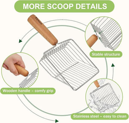 XBX Cat Litter Scoop with Holder, Sturdy Stainless Steel Litter Scooper - Image 5