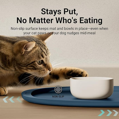 DownyPaws Cat Food Mats for Floors Waterproof, BPA Free Silicone Pet Feeding Mat - Image 7