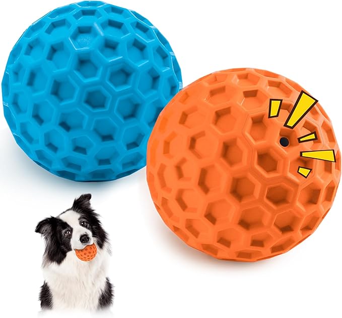 HIPPIH Indestructible Squeaky Dog Toys, Interactive Dog Balls 2 Pack, Chew Toys by HIPPIH