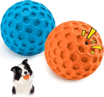 HIPPIH Indestructible Squeaky Dog Toys, Interactive Dog Balls 2 Pack, Chew Toys by HIPPIH