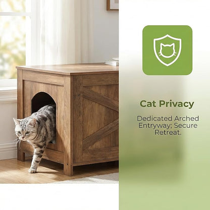 Homhedy Cat Litter Box Enclosure, Wooden Cat Washroom Furniture - Image 2