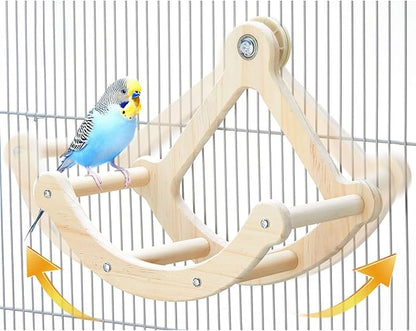Bird Perch Toy, Interactive Rocking Parakeet Toys and Perches, Wooden Exercise by Jevnd