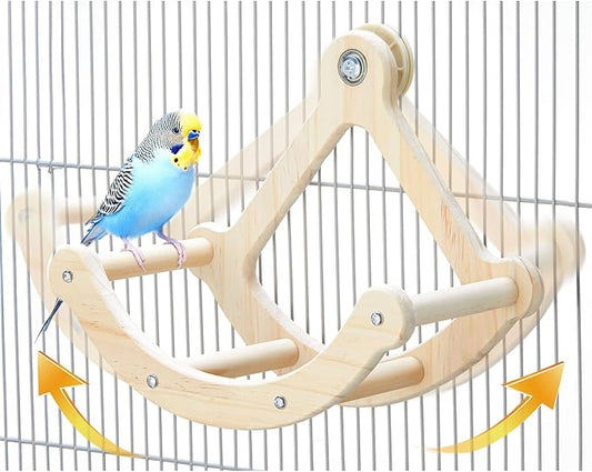 Bird Perch Toy, Interactive Rocking Parakeet Toys and Perches, Wooden Exercise by Jevnd
