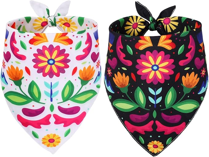 Whaline Mexican Dog Bandana Floral Dog Bandana Cinco De Mayo Fiesta Pet Scarf by Whaline