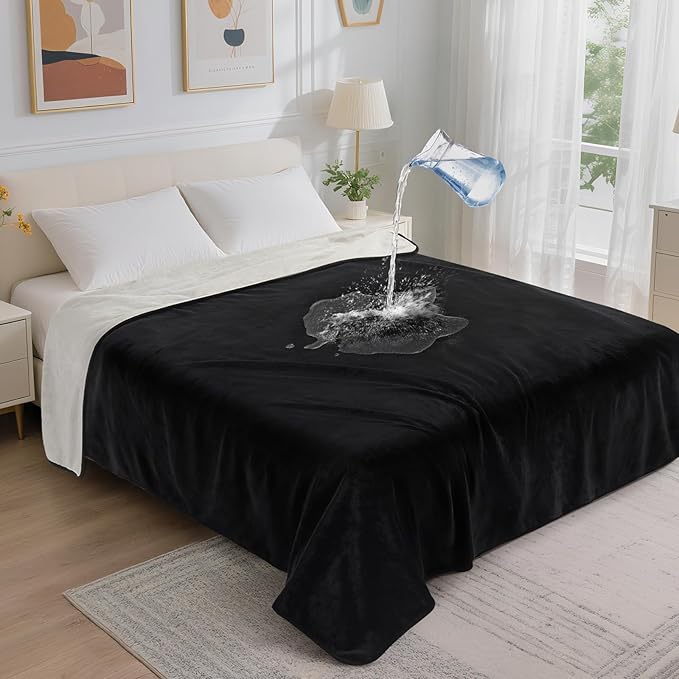 LOOBANI Waterproof Blanket for Bed: Reversible Soft Flannel King Size Bed by LOOBANI
