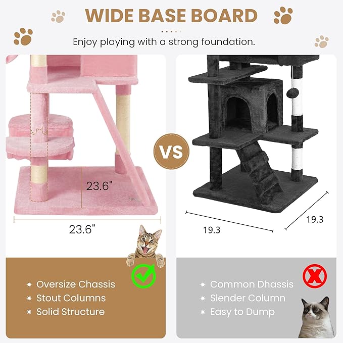 SHA CERLIN 65in Larger Cat Tree Tower Condo - Image 6