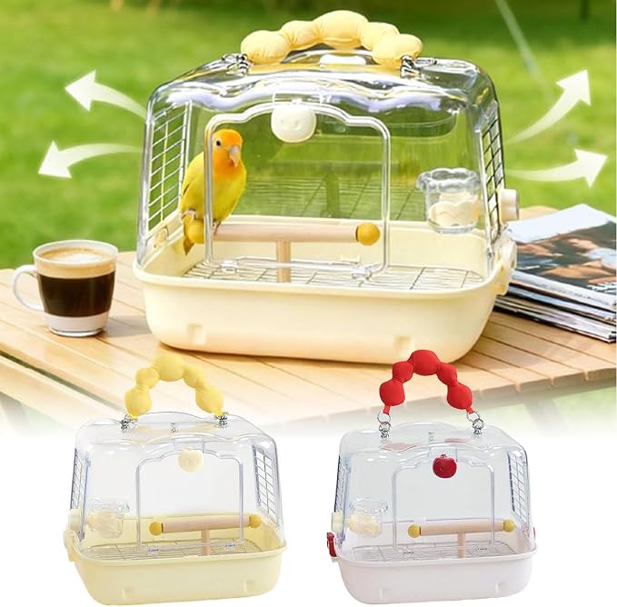 Bird Travel Cage – 12.32x9.06x9.17 inch Transparent Parrot Carry Bag | Bird - Image 4