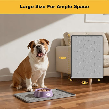 Pieviev 16''x12'' Dog Cat Food Bowl Mat, Silicone Waterproof Food Grade Pet - Image 5