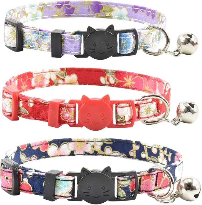 Breakaway Cat Collars with Bell, Durable & Safe Cute Kitten Collars Safety by XPangle