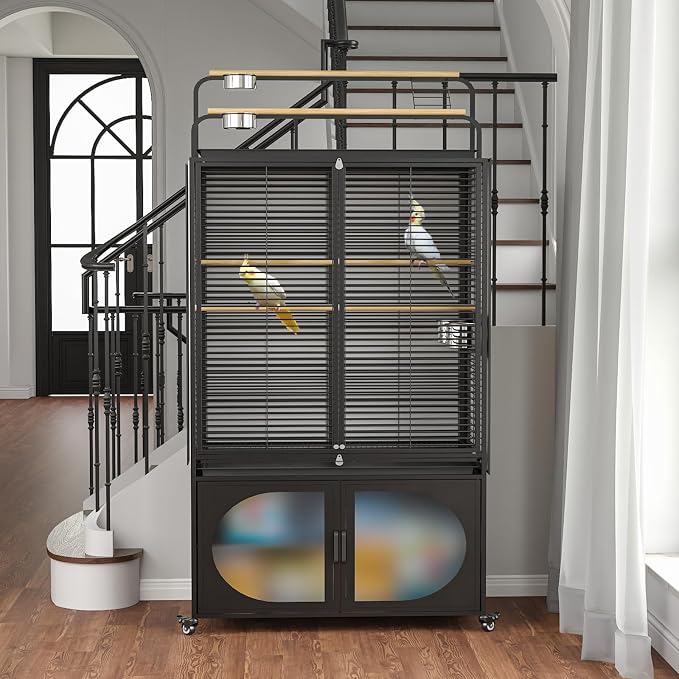 GDLF 72-Inch Bird Cage with Play Top, Parakeet Cage with Rolling Storage - Image 8