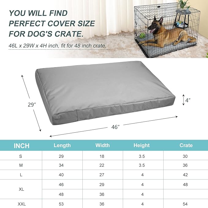 Explore Land Waterproof Dog Bed Cover Canvas Washable Dog Crate Pad Replacement - Image 3