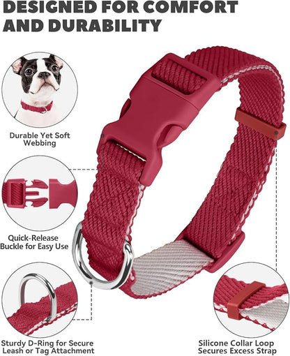 Dynmeow Soft and Breathable Cotton Dog Collar, Durable Adjustable Pet Collar - Image 2