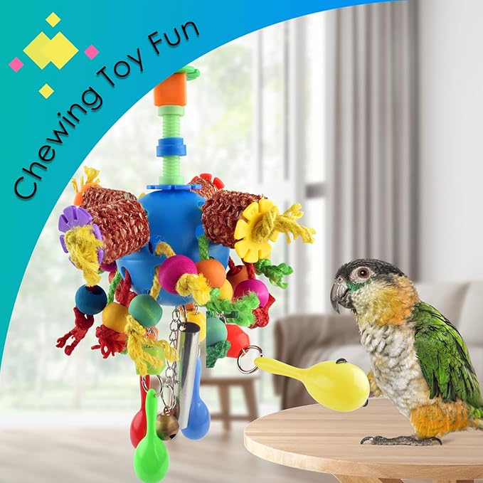 KATUMO Parrot Toys, Parakeet Foraging Shredder Hanging Toys Bird Ball Treats - Image 3