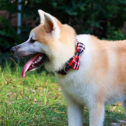 Faleela Soft &Comfy Bowtie Christmas Dog Collar, Detachable and Adjustable Bow - Image 5
